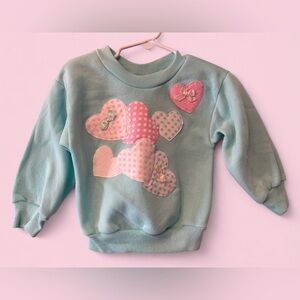Vintage Broadway Kids Pastel Valentine Heart Appliqué Sweatshirt | Size 4T
